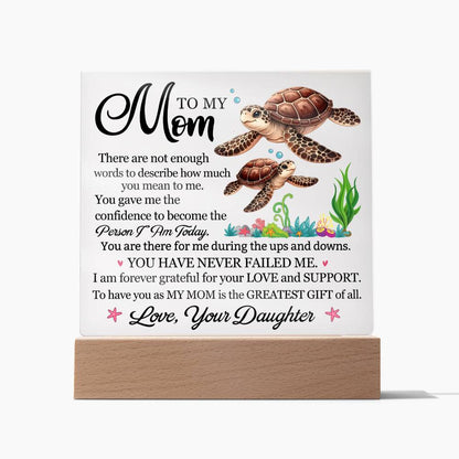 Mom - Sea Turtle  Square Acrylic Plaque